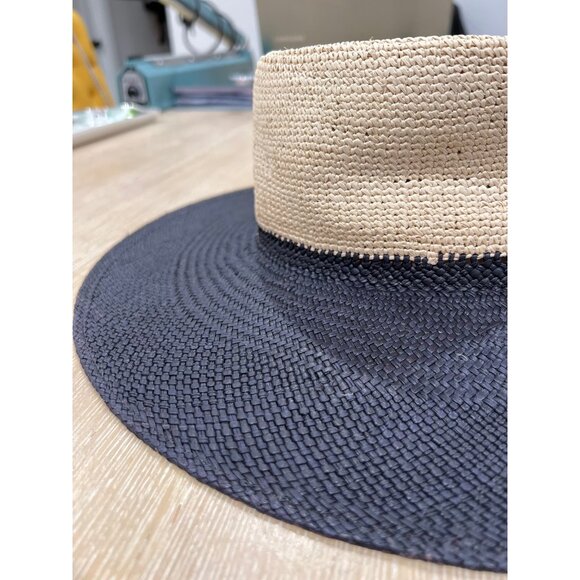Greenpacha Solana Unisex Sun Panama Hat Black/Natural Color Straw Size M New - Picture 6 of 12